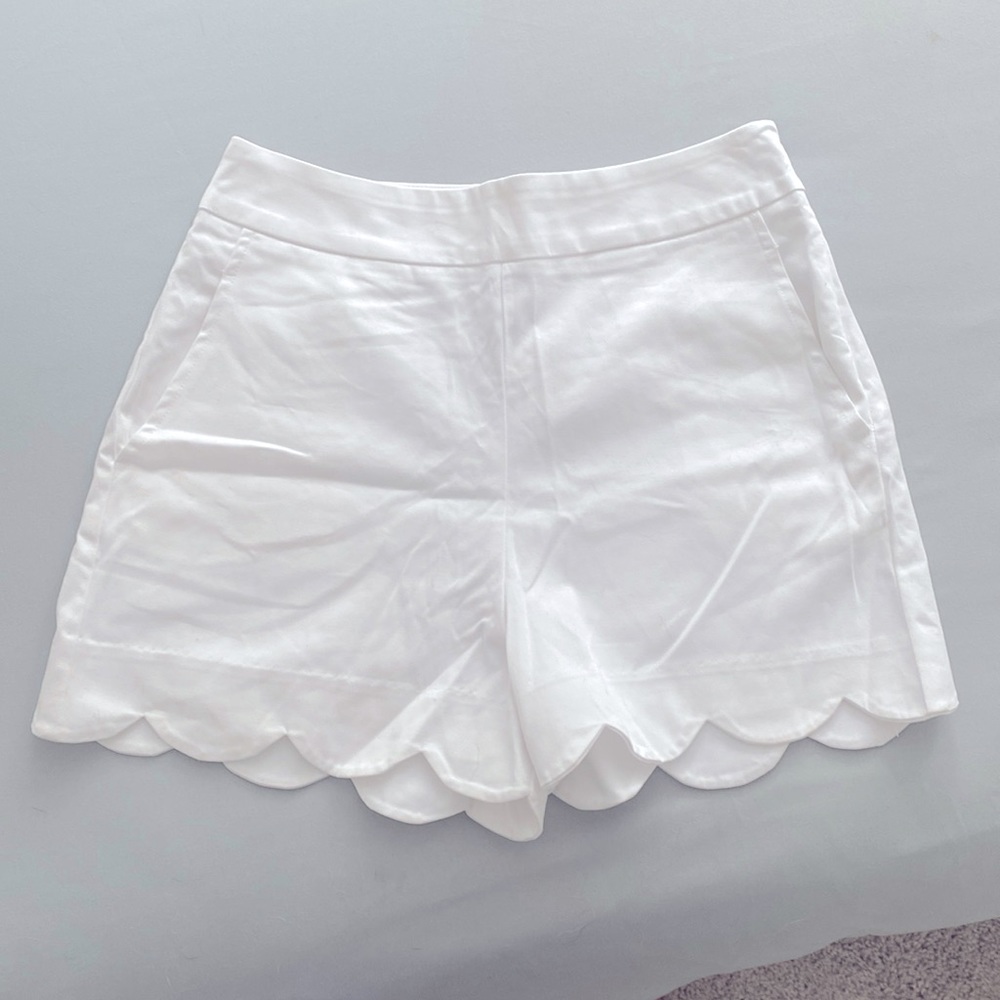 White scalloped shorts